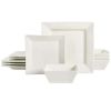 Hard Square 12 Piece Fine Ceramic Dinnerware Set in White