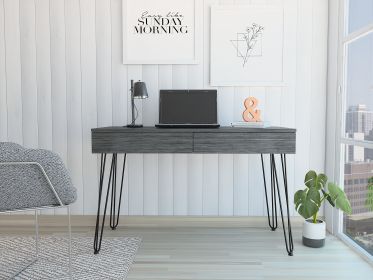 Canton 2-Drawer Writing Desk with Hairpin Legs Smokey Oak