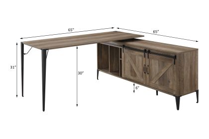 ACME Zakwani Writing Desk, Rustic Oak & Black Finish OF00002