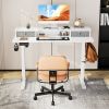 Sweetcrispy Home Office Height Adjustable Electric Standing Desk with Storage Shelf Double Drawer