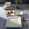 Hard Square 12 Piece Fine Ceramic Dinnerware Set in White