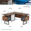 Techni Mobili Reversible L-Shape Computer Desk with Drawers and File Cabinet, Walnut