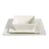 Hard Square 12 Piece Fine Ceramic Dinnerware Set in White