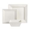 Hard Square 12 Piece Fine Ceramic Dinnerware Set in White